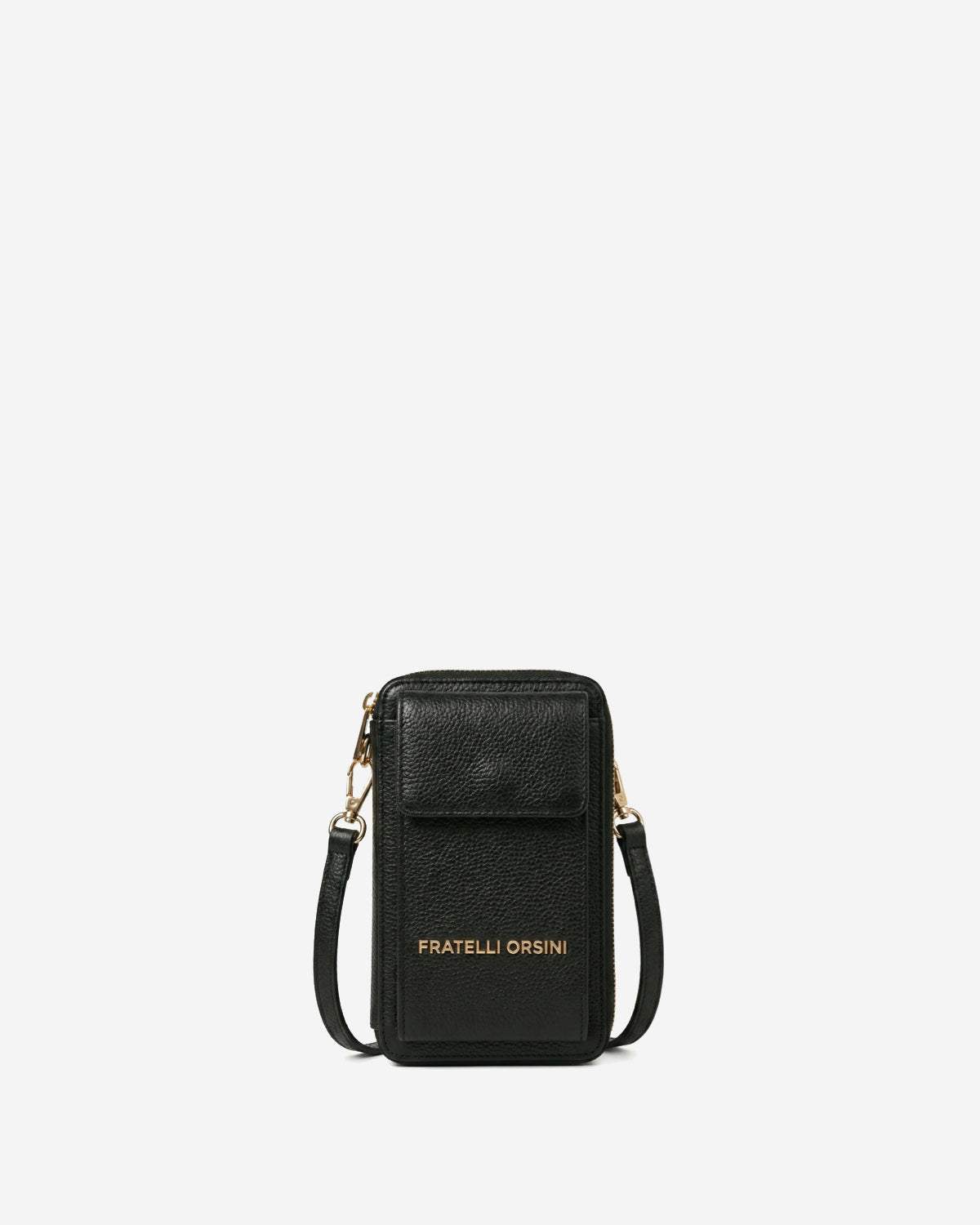 Giada (black) - Italian women's crossbody phone wallet with shoulder strap