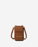 Giada (cognac) - Italian women's crossbody phone wallet with shoulder strap