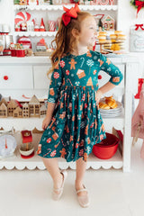 Gingerbread House 3/4 Sleeve Pocket Twirl Dress - Mila & Rose ® - Flyclothing LLC