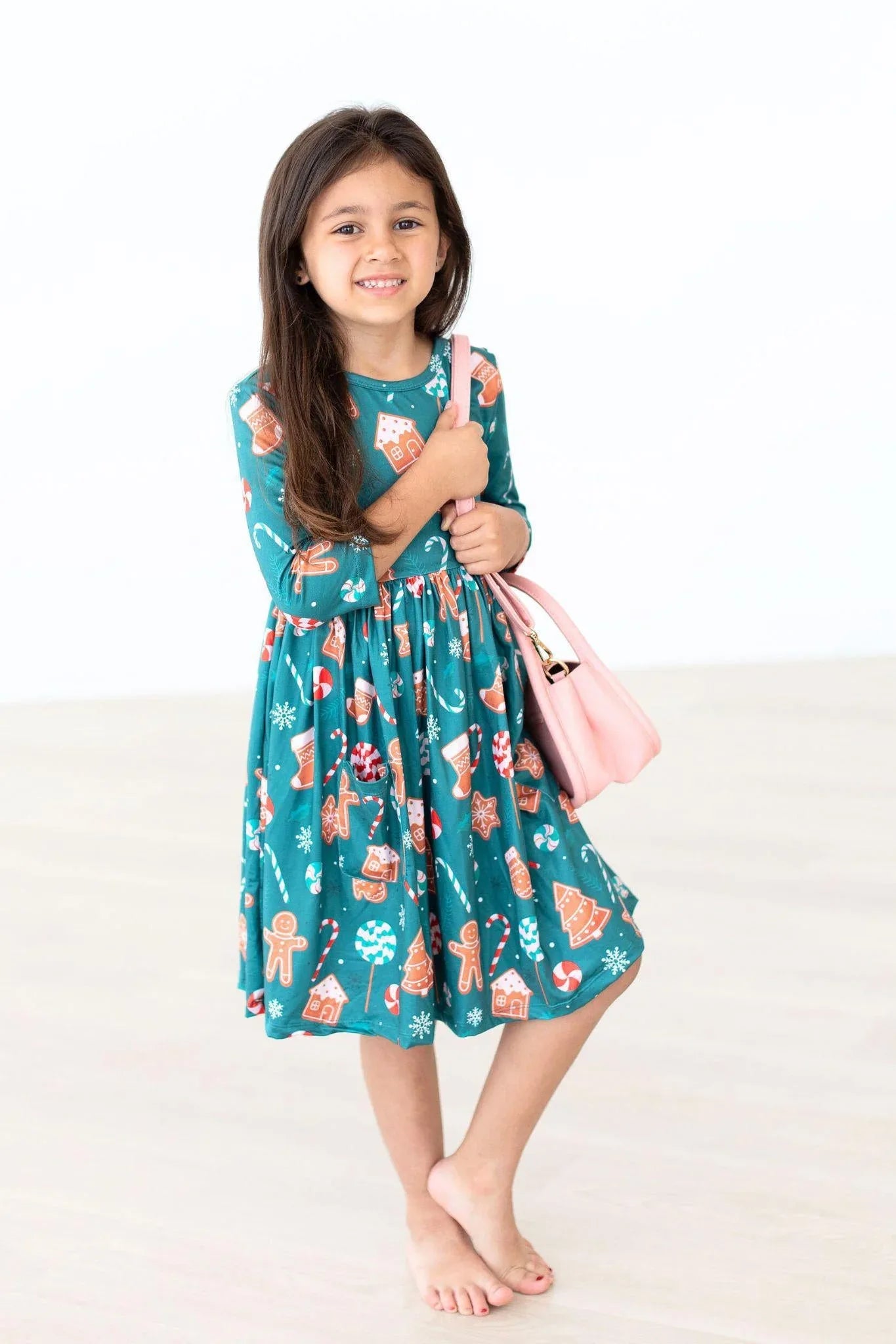 Gingerbread House 3/4 Sleeve Pocket Twirl Dress - Mila & Rose ® - Flyclothing LLC