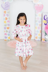 Gingham Bows 3/4 Sleeve Ruffle Twirl Dress - Mila & Rose ® - Flyclothing LLC