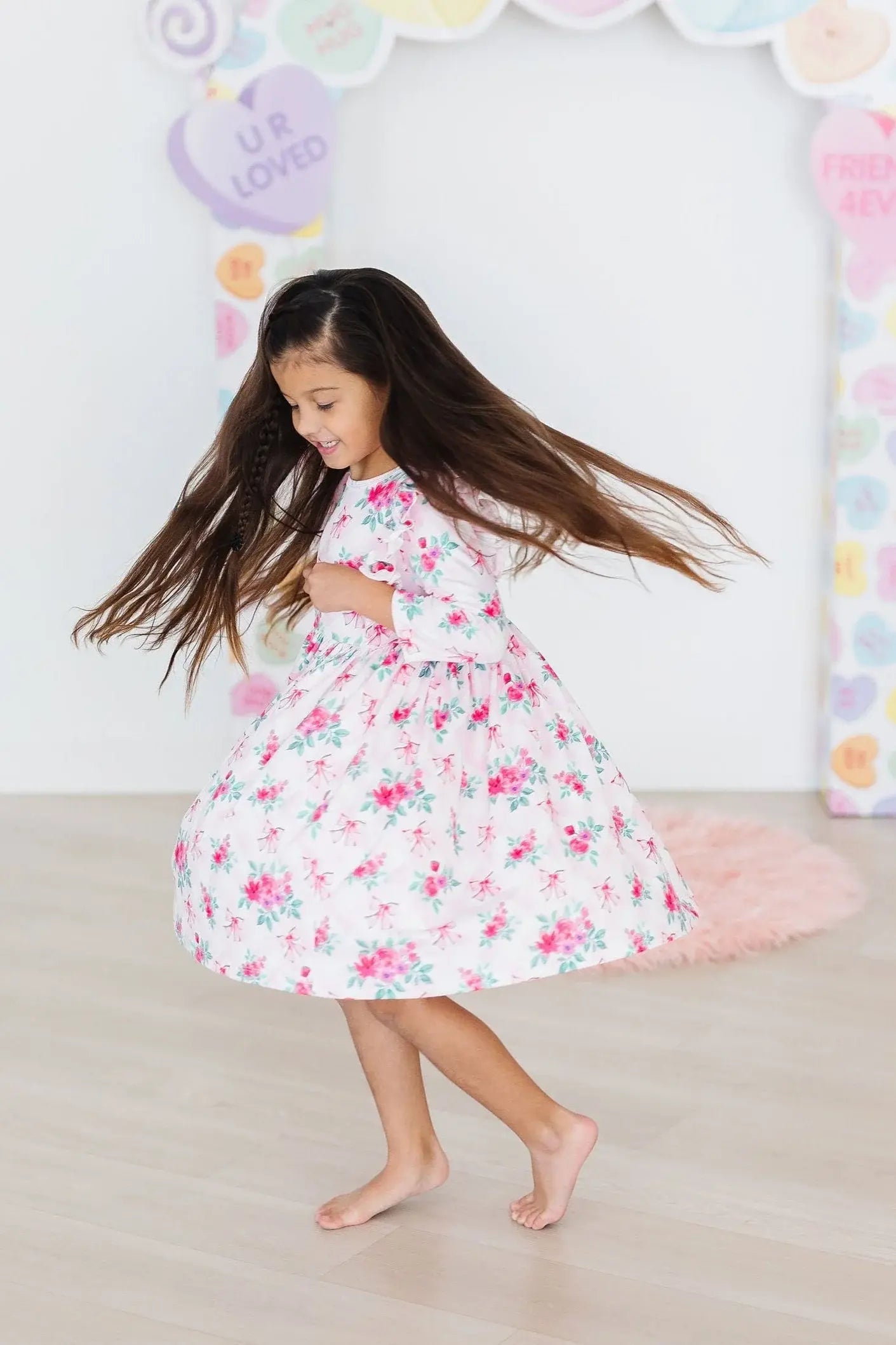 Gingham Bows 3/4 Sleeve Ruffle Twirl Dress - Mila & Rose ® - Flyclothing LLC