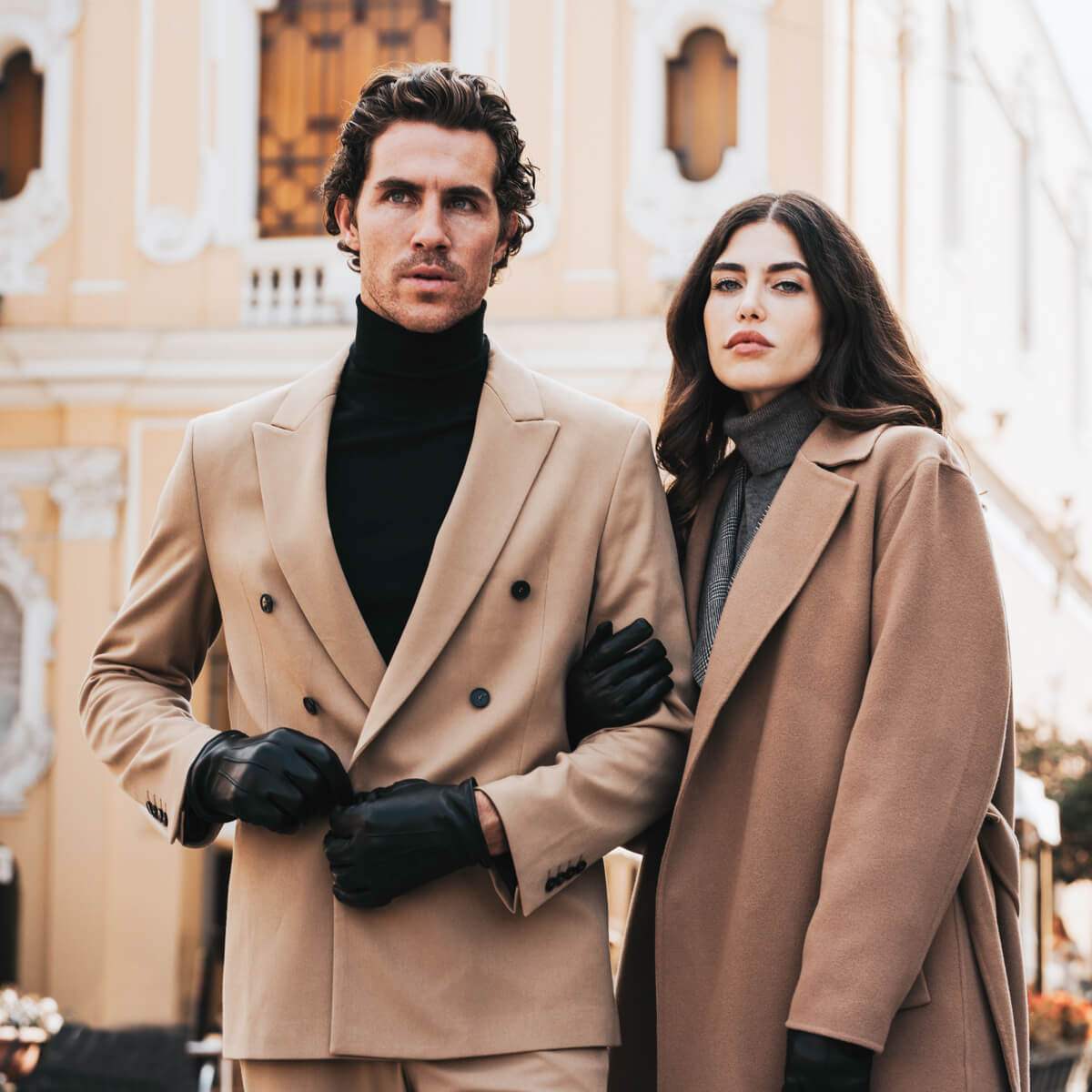 Giovanni (black) - Classic Italian lambskin leather gloves with cashmere lining