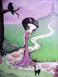 Black Market Art Company Girl and Cat Print