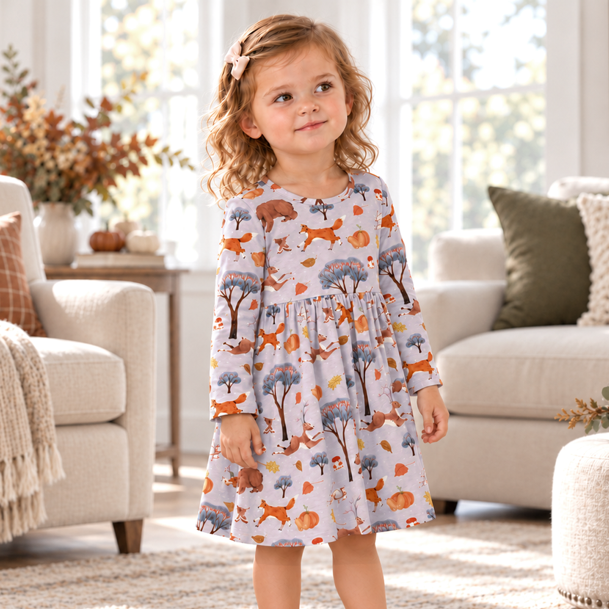 Forest Frolic Twirl Dress - Bamboo Fall Girls Outfit - Tesa Babe - Flyclothing LLC