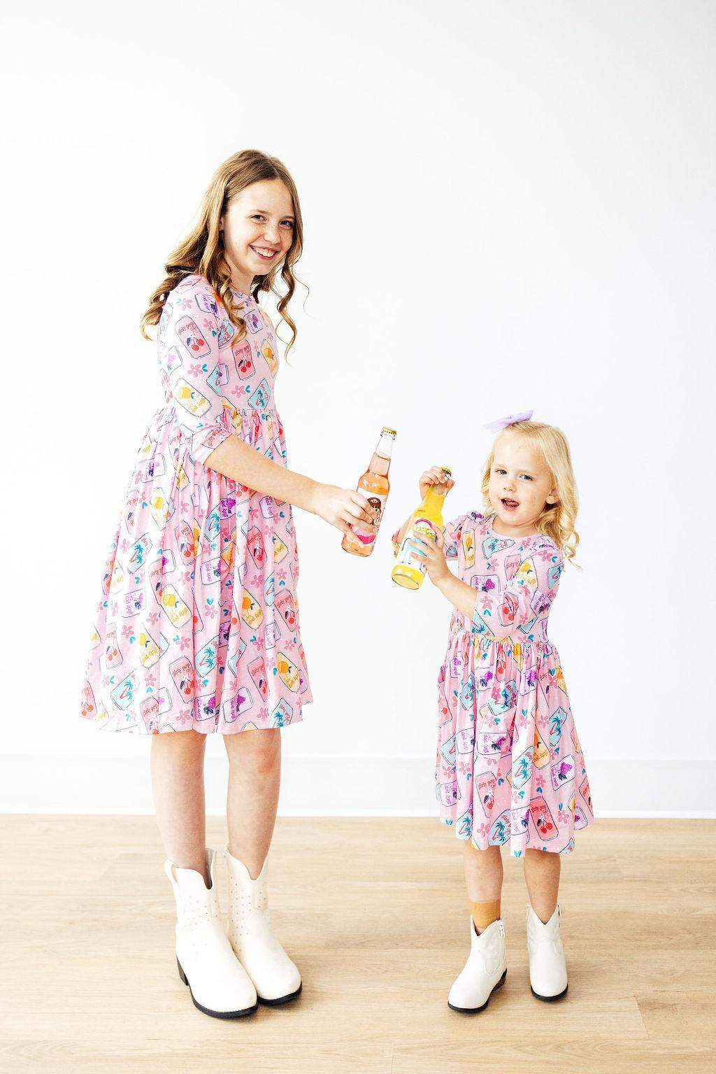 Girly Pop 3/4 Sleeve Pocket Twirl Dress - Mila & Rose ® - Flyclothing LLC