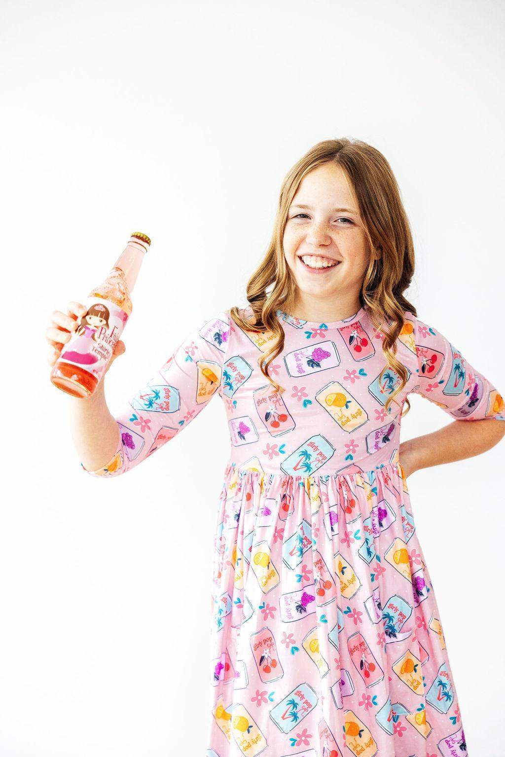Girly Pop 3/4 Sleeve Pocket Twirl Dress - Mila & Rose ® - Flyclothing LLC