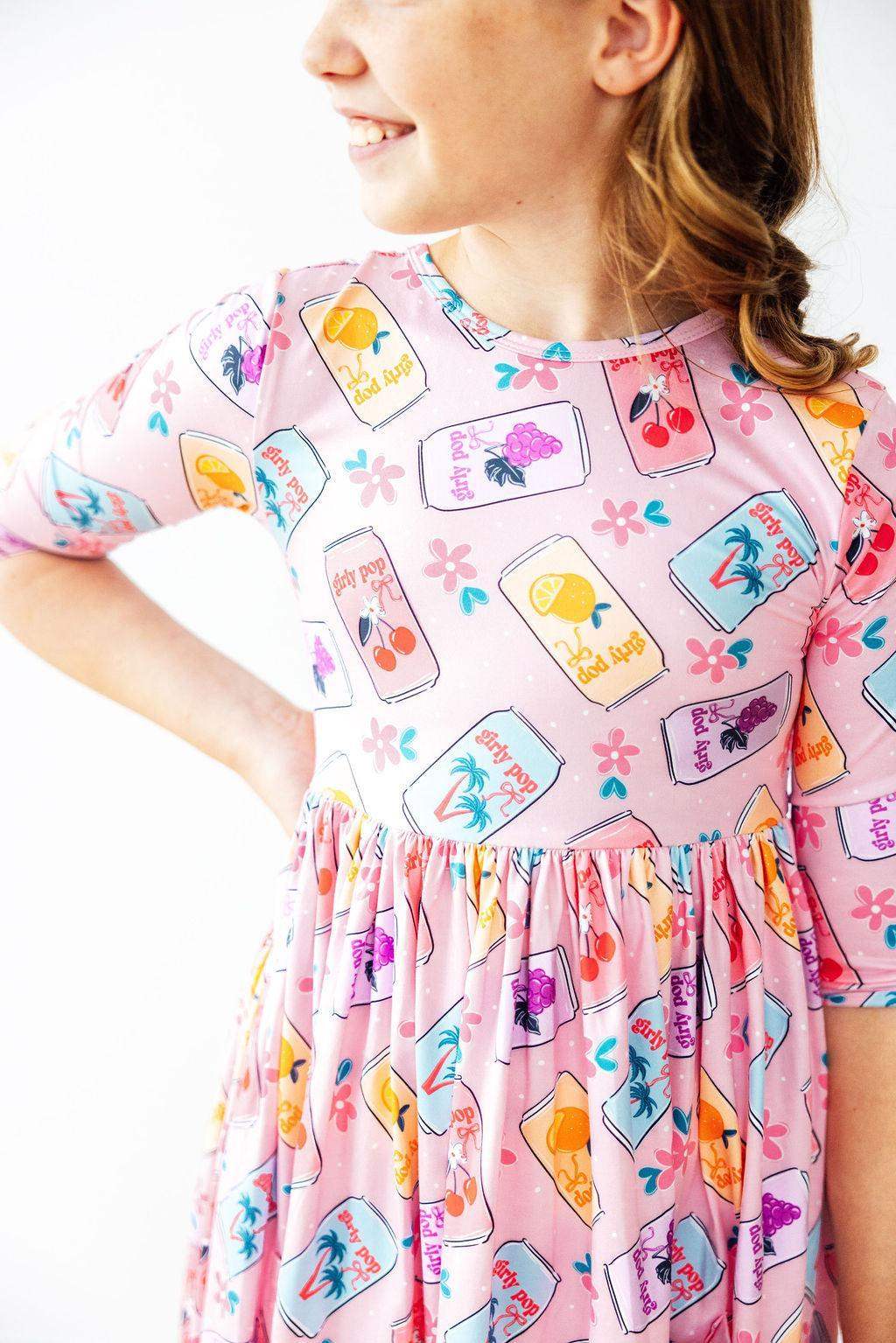 Girly Pop 3/4 Sleeve Pocket Twirl Dress - Mila & Rose ® - Flyclothing LLC