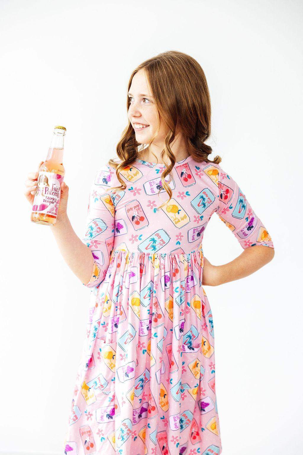 Girly Pop 3/4 Sleeve Pocket Twirl Dress - Mila & Rose ® - Flyclothing LLC