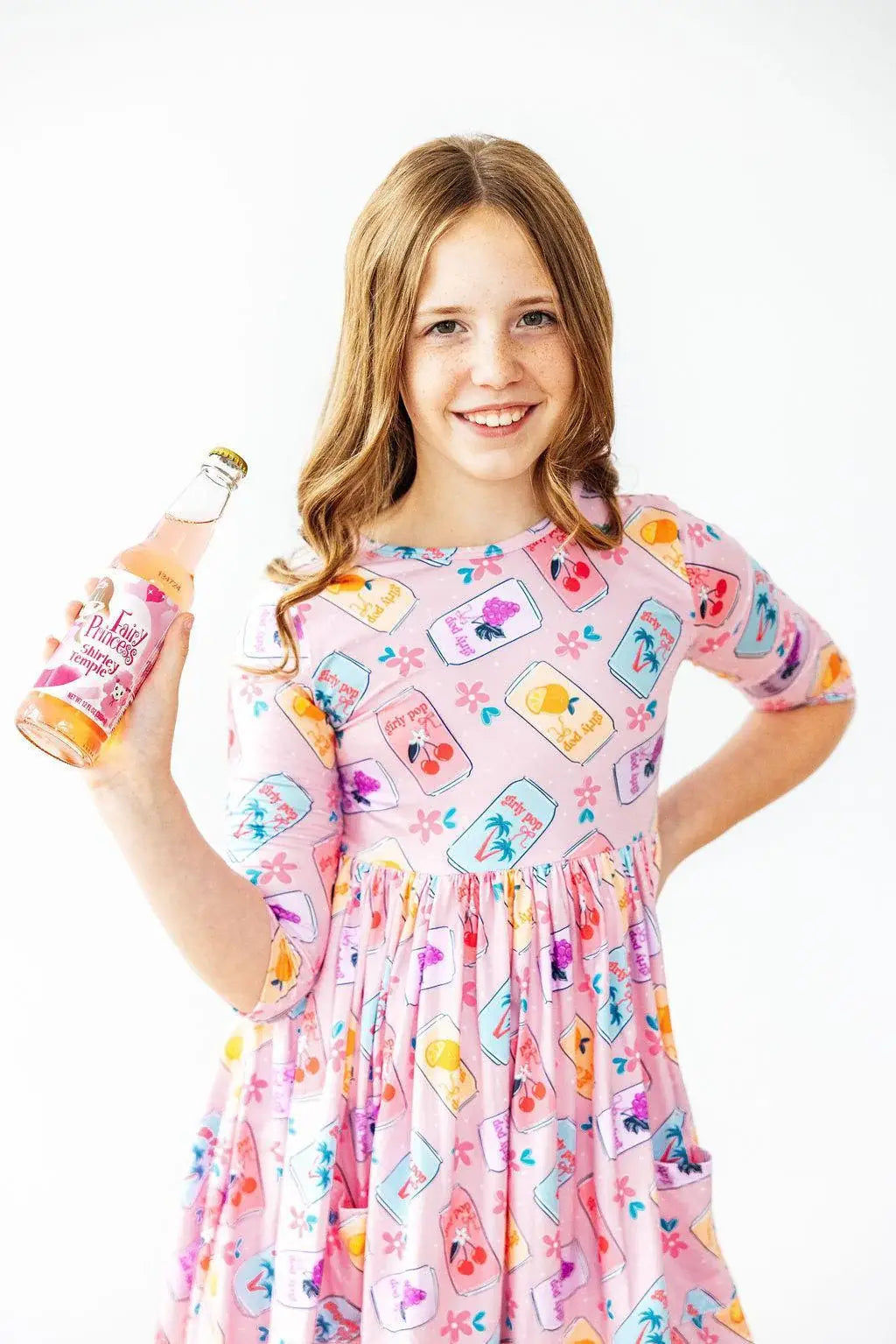 Girly Pop 3/4 Sleeve Pocket Twirl Dress - Mila & Rose ® - Flyclothing LLC