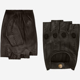 Giuseppe (black) - Italian lambskin fingerless leather driving gloves - Leather Gloves Online - Flyclothing LLC