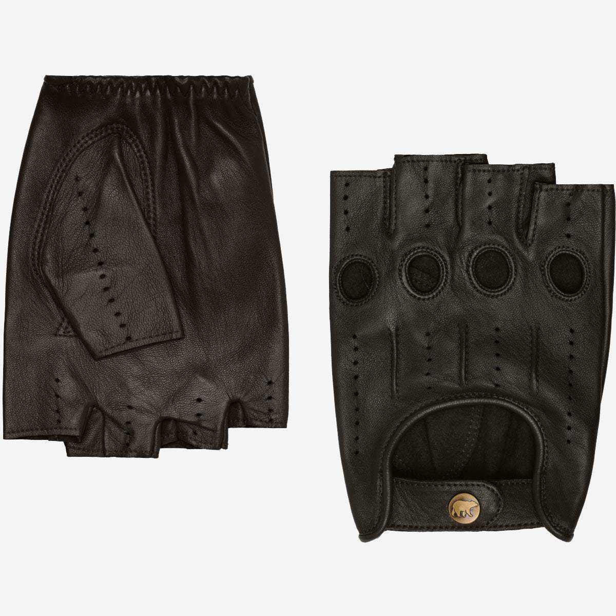 Giuseppe (black) - Italian lambskin fingerless leather driving gloves - Leather Gloves Online - Flyclothing LLC