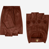 Giuseppe (brown) - Italian lambskin fingerless leather driving gloves - Leather Gloves Online - Flyclothing LLC