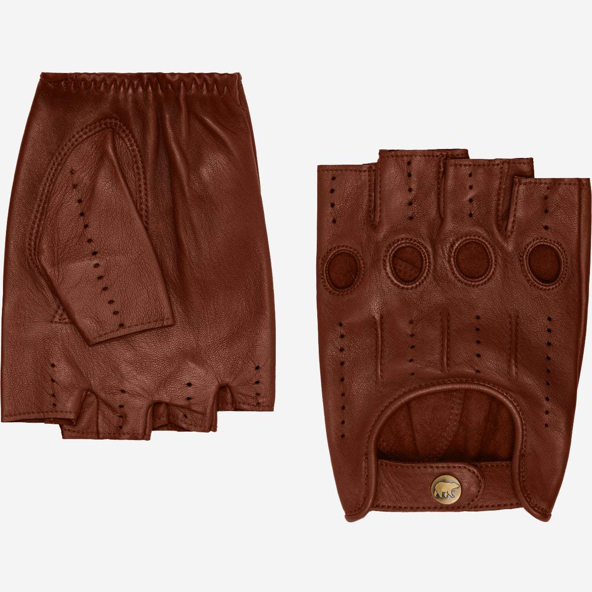Giuseppe (brown) - Italian lambskin fingerless leather driving gloves - Leather Gloves Online - Flyclothing LLC