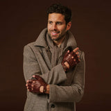 Giuseppe (brown) - Italian lambskin fingerless leather driving gloves - Leather Gloves Online - Flyclothing LLC