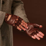 Giuseppe (brown) - Italian lambskin fingerless leather driving gloves - Leather Gloves Online - Flyclothing LLC