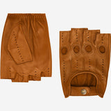 Giuseppe (cognac) - Italian lambskin fingerless leather driving gloves - Leather Gloves Online - Flyclothing LLC