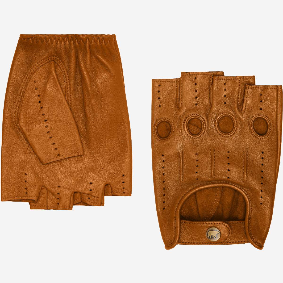 Giuseppe (cognac) - Italian lambskin fingerless leather driving gloves - Leather Gloves Online - Flyclothing LLC