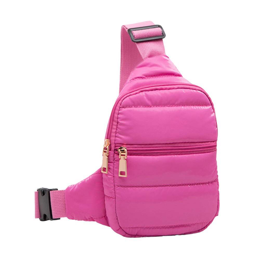 Glossy Solid Puffer Mini Sling Bag - Madeline Love - Flyclothing LLC