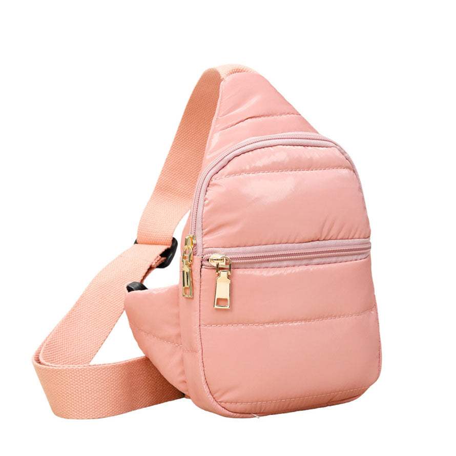 Glossy Solid Puffer Mini Sling Bag - Madeline Love - Flyclothing LLC
