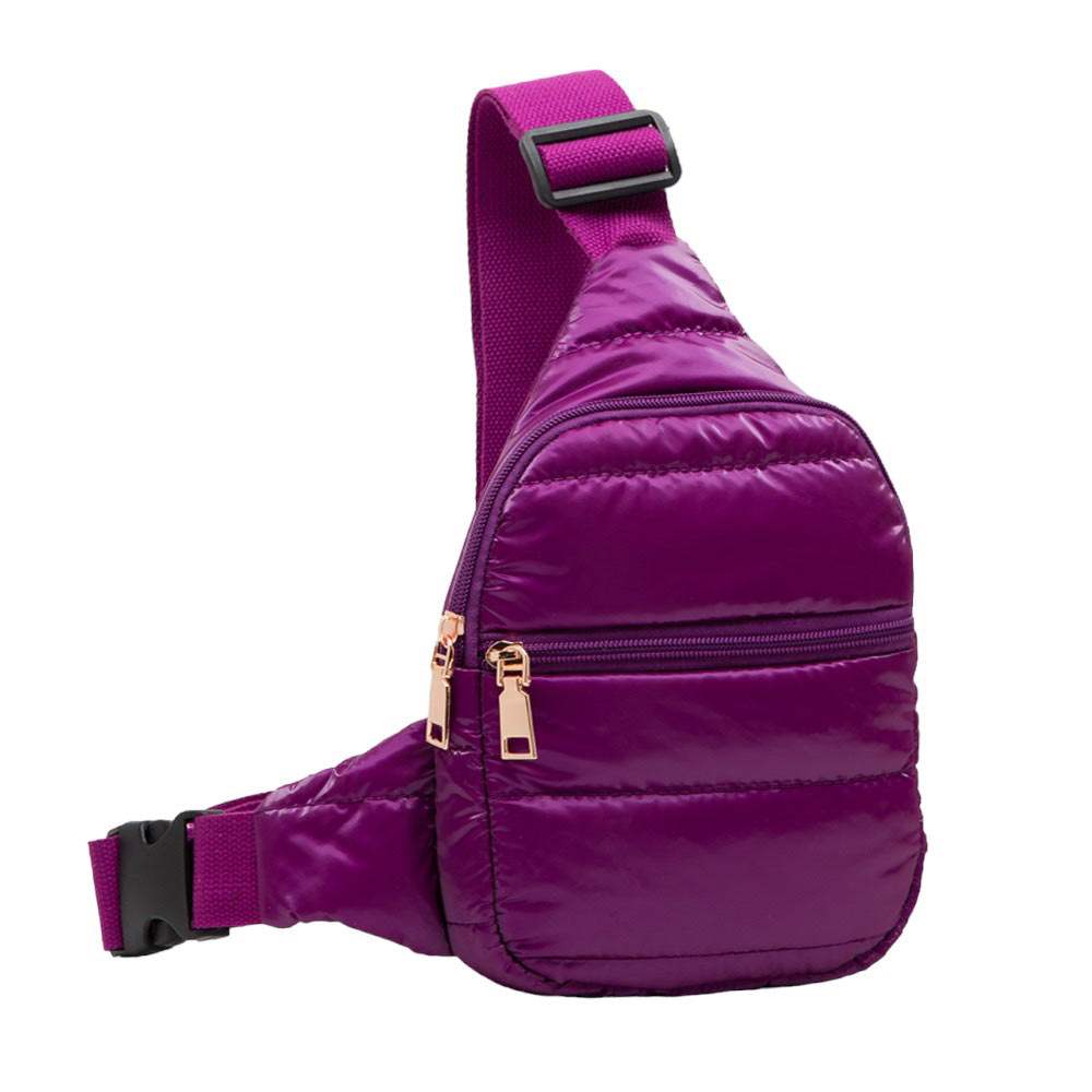 Glossy Solid Puffer Mini Sling Bag - Madeline Love - Flyclothing LLC