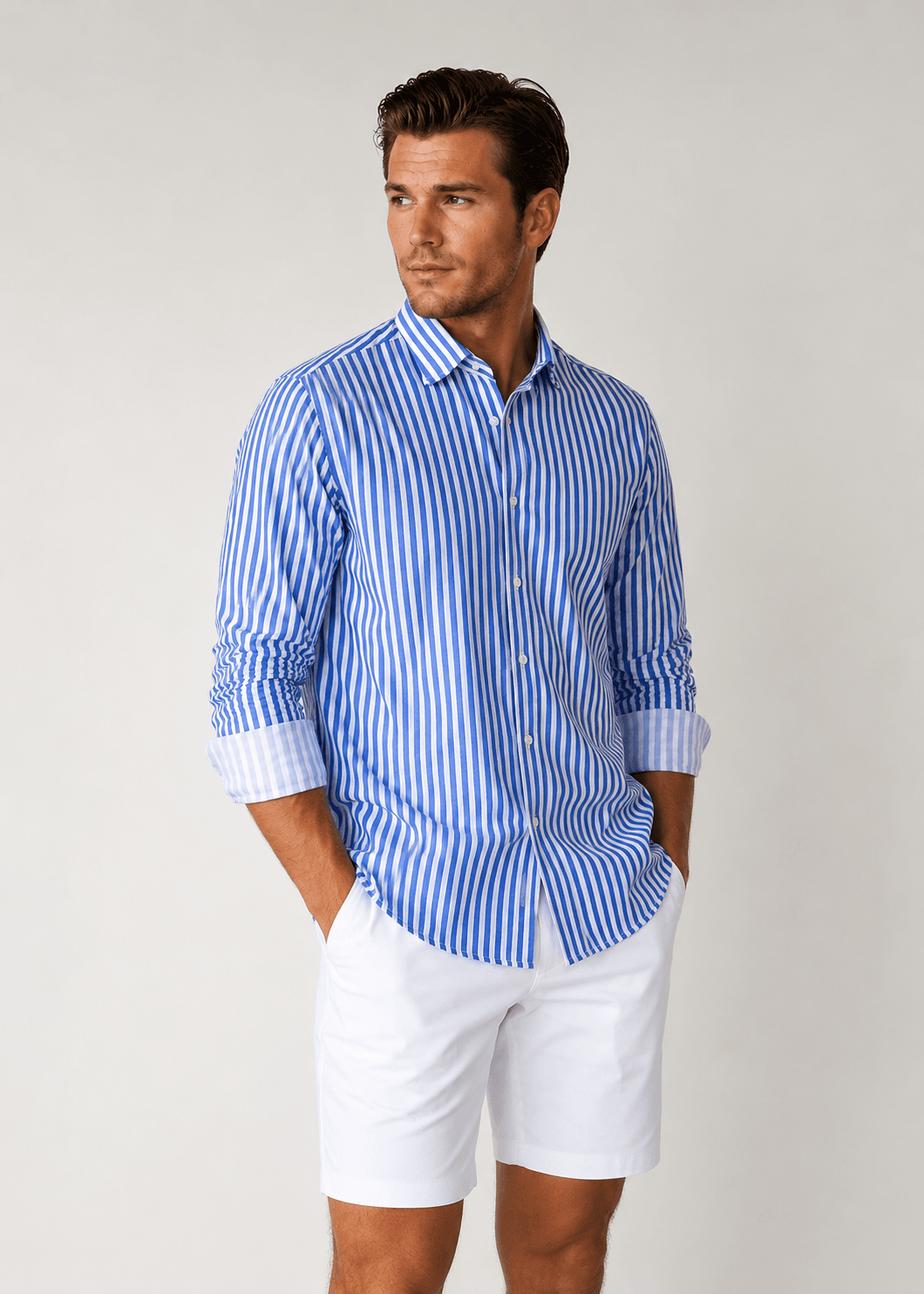 The Go Big Stripe Long Sleeve Tech Shirt - Royal Blue - Buki - Flyclothing LLC