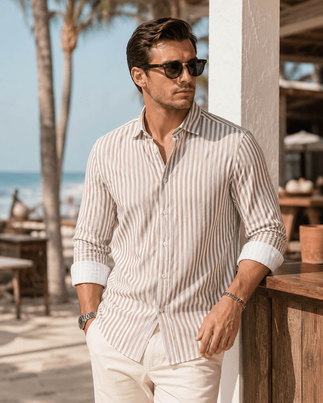 The Go Big Stripe Long Sleeve Tech Shirt - Espresso - Buki - Flyclothing LLC
