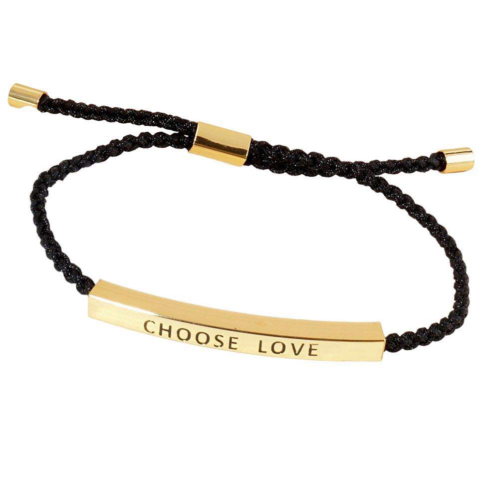 Gold Dipped Bar Pointed Rope Cinch Pull Tie Bracelet - Madeline Love - Flyclothing LLC