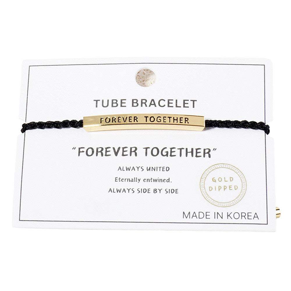 Gold Dipped FOREVER TOGETHER Pointed Rope Pull Tie Bracelet - Madeline Love - Flyclothing LLC