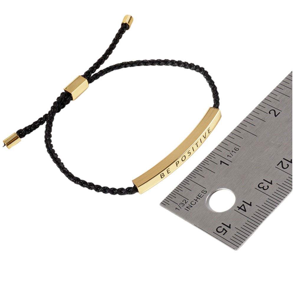 Gold Dipped STRENGTH Message Pointed Rope Pull Tie Bracelet - Madeline Love - Flyclothing LLC