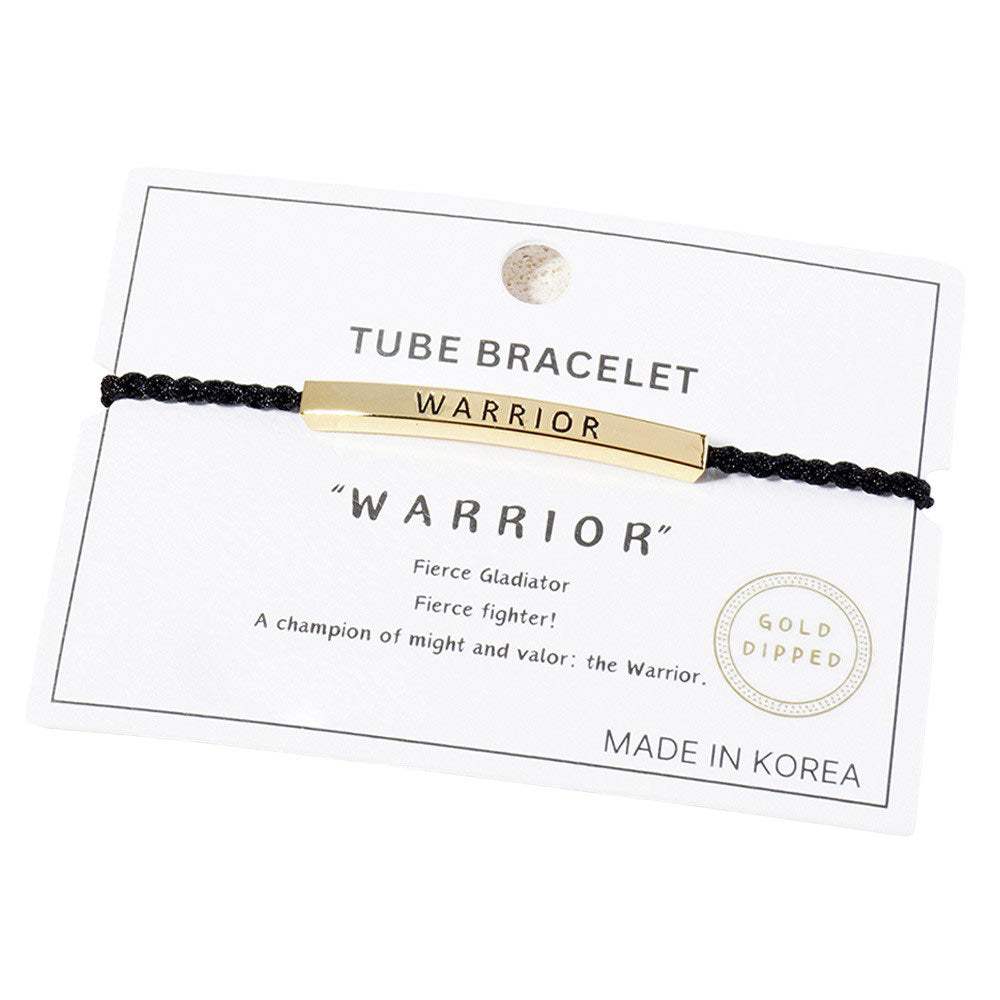 Gold Dipped WARRIOR Bar Pointed Rope Pull Tie Bracelet - Madeline Love - Flyclothing LLC