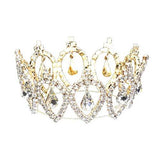 Pave Crystal Rhinestone Teardrop Dangle Mini Crown Tiara - Madeline Love - Flyclothing LLC