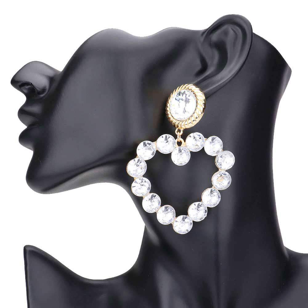 Bubble Stone Cluster Open Heart Dangle Earrings - Madeline Love - Flyclothing LLC