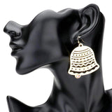 Stone Embellished Brass Metal Jingle Bell Dangle Earrings - Madeline Love - Flyclothing LLC
