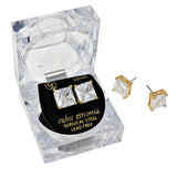 10mm Square Crystal Cubic Zirconia Stud Earrings in Clear Gift Box - Ready to Gift - Madeline Love - Flyclothing LLC
