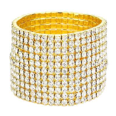 11-Row Crystal Rhinestone Stretchable Bracelet - Madeline Love - Flyclothing LLC
