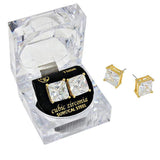 11mm Square Crystal Cubic Zirconia Stud Earrings in Clear Gift Box - Ready to Gift - Madeline Love - Flyclothing LLC