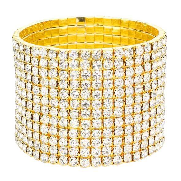 12-Row Crystal Rhinestone Stretchable Bracelet - Madeline Love - Flyclothing LLC