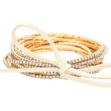 12PCS Ribbon Colorful Rhinestone Layered Stretch Bracelets - Madeline Love - Flyclothing LLC