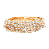 12Pcs Stackable Rhinestone Stretch Evening Bracelets - Madeline Love - Flyclothing LLC