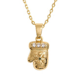 14K Gold Dipped CZ Stone Paved Holiday Mitten Pendant Necklace - Madeline Love - Flyclothing LLC