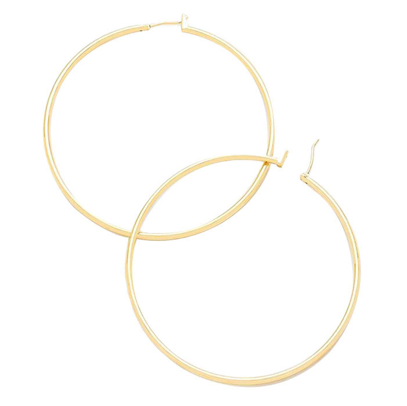 14K Gold-Filled Metal Hoop Pin Catch Earrings - Madeline Love - Flyclothing LLC