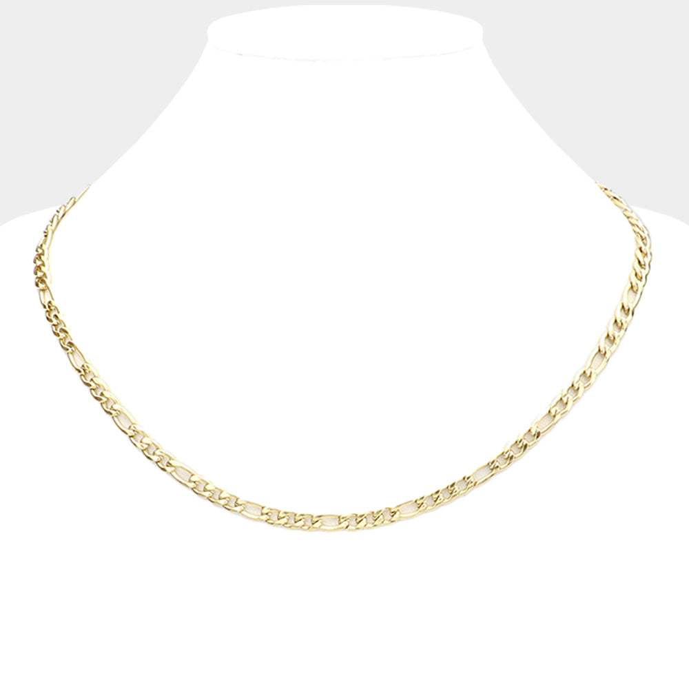 16 INCH, 4mm Stainless Steel Figaro Chain Necklace - Madeline Love - Flyclothing LLC