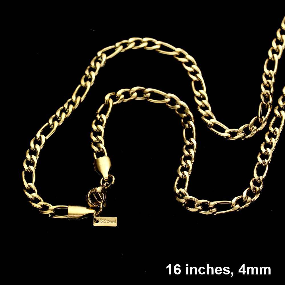 16 INCH, 4mm Stainless Steel Figaro Chain Necklace - Madeline Love - Flyclothing LLC