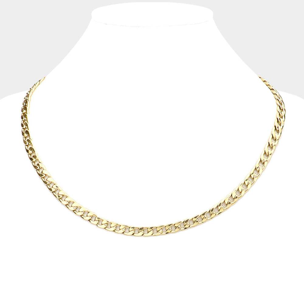 16 INCH, 5mm Stainless Steel Cuban Chain Necklace - Madeline Love - Flyclothing LLC