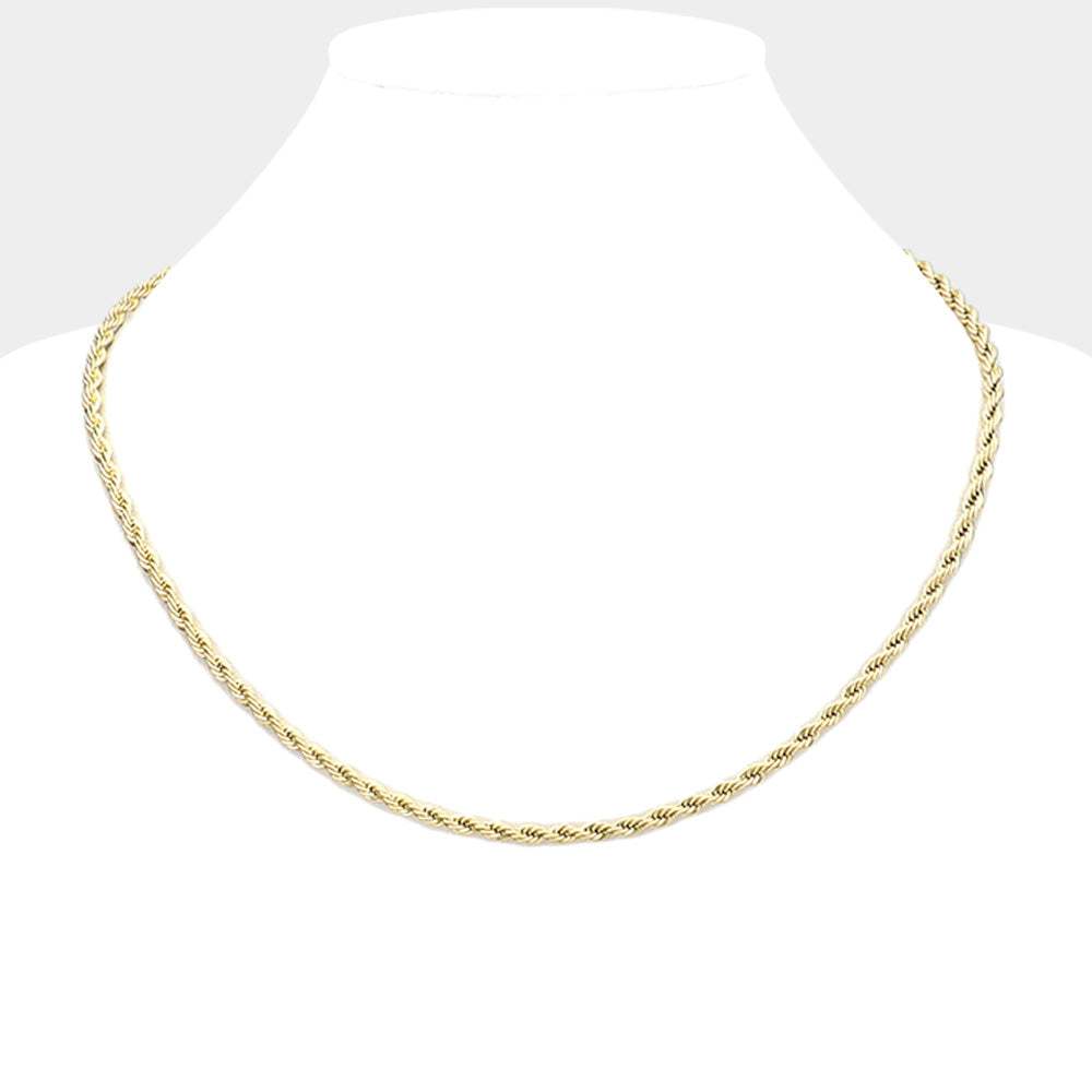 18 INCH, 4mm Stainless Steel Rope Chain Necklace - Madeline Love - Flyclothing LLC