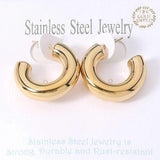 18K Gold Dipped Stainless Steel Chunky Hoop Earrings - Madeline Love - Flyclothing LLC
