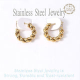 18K Gold Dipped Stainless Steel Twisted Mini Hoop Earrings - Madeline Love - Flyclothing LLC