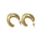 18K Gold Dipped Stainless Steel Textured Split Hoop Earrings - Madeline Love - Flyclothing LLC