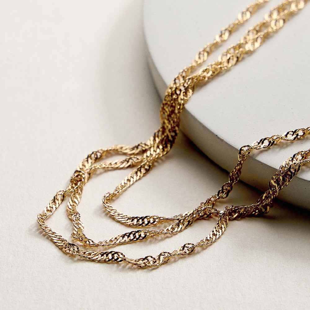 18K Gold Filled Twisted Layered Chain Necklace - Madeline Love - Flyclothing LLC